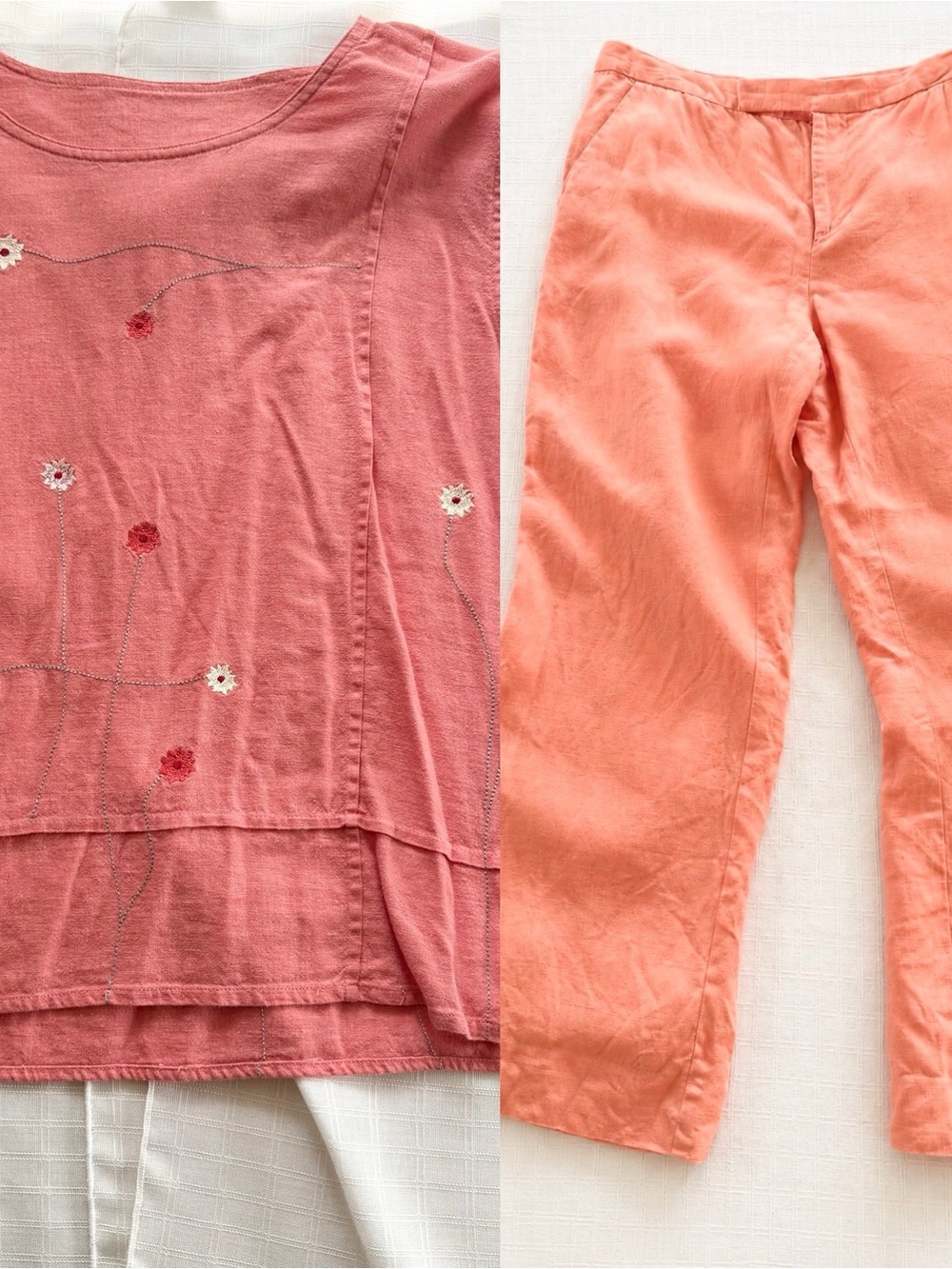 Vintage linen bundle: Ralph Lauren pants and floral top